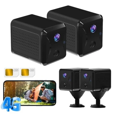Imagen de UCOCARE Mini Camara Vigilancia SIM 2 Piezas, 4G LTE Camaras de sin Cables con Tarjeta SIM, Bateria 5200mAh, 1080P Portátil, Detección Movimiento Alertas, Visión 160, Vision Nocturna