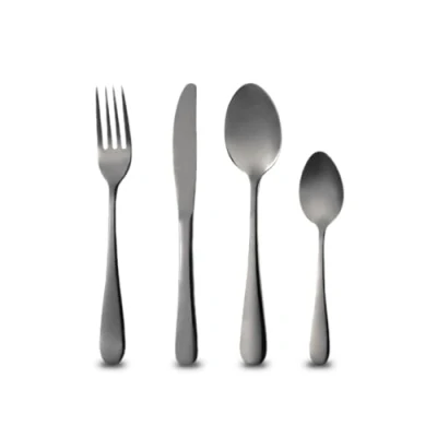 Imagen de BERGNER MUNICH Juego de Cubiertos Acero Inoxidable Cubertería Color elegante Negro Acabado Brillante Para Uso Diario