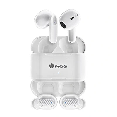 Imagen de NGS ARTICA Duo White Dos Pares de Auriculares Inalámbricos Compatibles con Tecnología True Wireless Stereo y Bluetooth 5.1, Control Táctil, 30h batería, Color Blanco