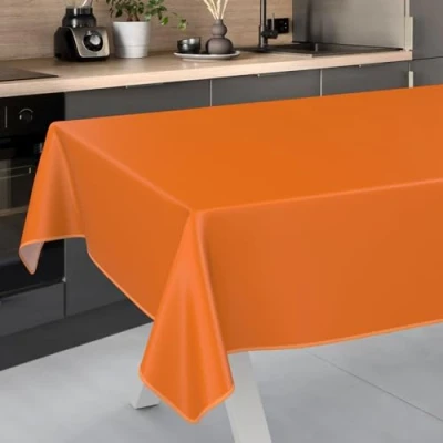 Imagen de ANRO Mantel de Hule Lavable, para jardín, Exterior e Interior, 200 x 140 cm, con Dobladillo, Color Naranja