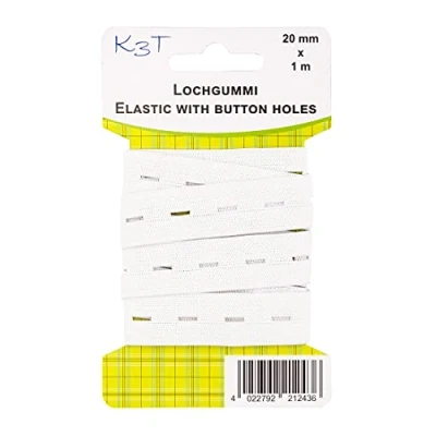 Imagen de K3T Cinta de Goma Perforada, Caucho, Blanco, 20mm x 1m