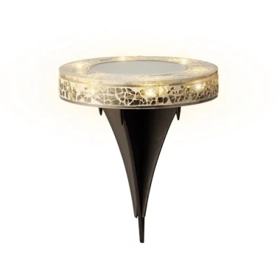 Imagen de Lumineo lámpara solar LED de suelo, 11 x 13 cm, plástico, cristal, mosaico, para jardín, arriate o entrada, foco iluminación camino, exterior, luz blanca cálida