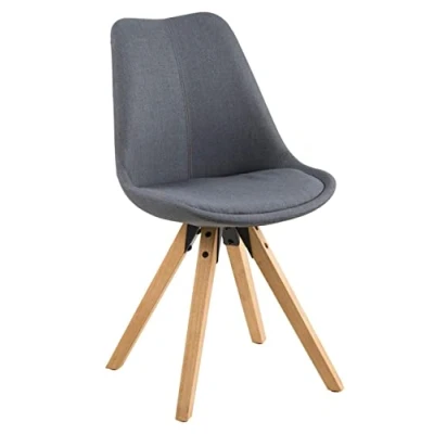 Imagen de AC Design Furniture Nadia Sillas de Comedor, al.: 85 x an.: 48,5 prof.: 55 cm, Gris Oscuro/Natural, Telo/Madera, 2 pzas.