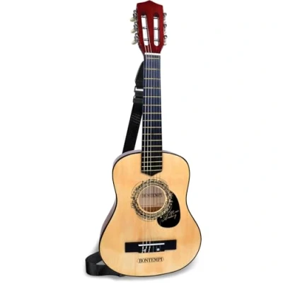 Imagen de Bontempi Wooden Guitar with 6 Strings, Multicolor, 75 cm (21 7530)