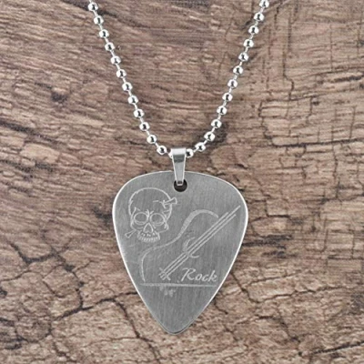 Imagen de Collar de Púa Guitarra, Acero Inoxidable Pick Plectrum Accesorio para Guitarra(Calavera)