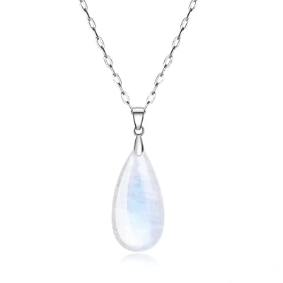 Imagen de COAI Collar para Mujer de Plata Ley 925 con Colgante Gota Agua Piedra Luna Natural Semipreciosa
