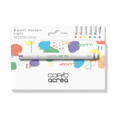 Imagen de COPIC acrea Set Light, juego de 6 rotuladores con tinta a base agua y pigmentos, ancho trazo 0,8 1,2 mm