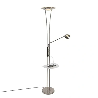 Imagen de Qazqa Moderno Uplighter Acero flexo LED USB SEVILLA Alargada Incluye Max. 1 x 23 Watt