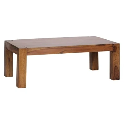 Imagen de WOHNLING Mesa de Centro Madera Maciza Sheesham 110cm Sala Estar Amplia Estilo rústico marrón Oscuro diseño la Tabla
