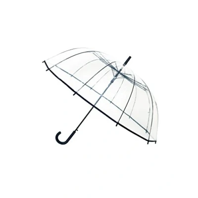 Imagen de SMATI Paraguas grande de varilla transparente Resistente al viento; 12 varillas fibra; Diámetro=40 pulgadas; Apertura automática; mixto; Color borde NEGRO