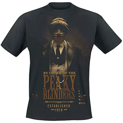Imagen de Peaky Blinders EST 1919 Hombre Camiseta Negro L 100% algodón Regular