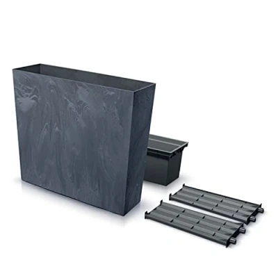 Imagen de Prosperplast Urbi Case macetero con efecto de hormigón, maceta interior, para interior y exterior, rectangular, plástico (77 x 23,5 68,7 cm, antracita)