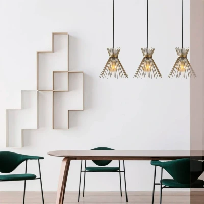 Imagen de Lámpara colgante de 3 luces Gerbo 104cm Metal Gold Menzzo