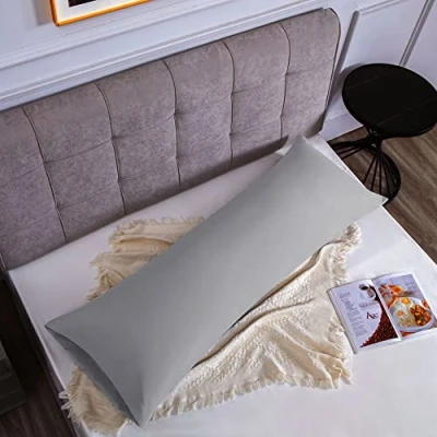 Imagen de Funda de Almohada 100% Microfibra 50 x 150 cm,Fundas Extra Suave Hipoalergénicas Transpirable Gris Claro