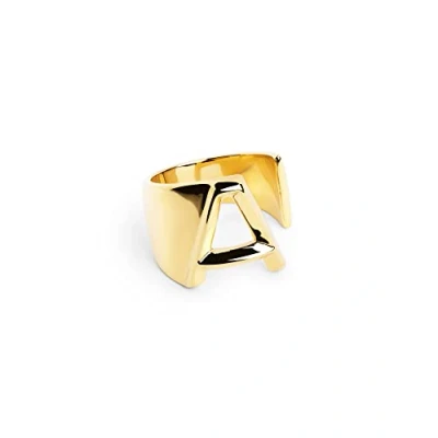 Imagen de SINGULARU Anillo Personalizado Letter Signet Macizo Ajustable Latón con Acabado Baño de Oro 18 Kt. Talla Unica Joyas para Mujer Hecho en España Letra A