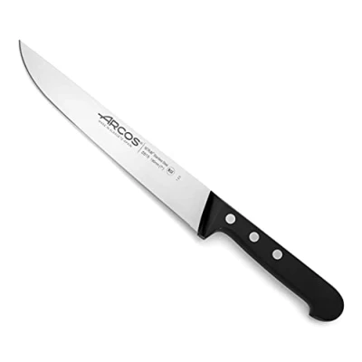 Imagen de Arcos Cuchillo tallado con Hoja Acero Inoxidable Nitrum 190 mm. carnicero para deshuesar. Mango ergonómico polioximetileno POM. Serie Universal. Color negro.