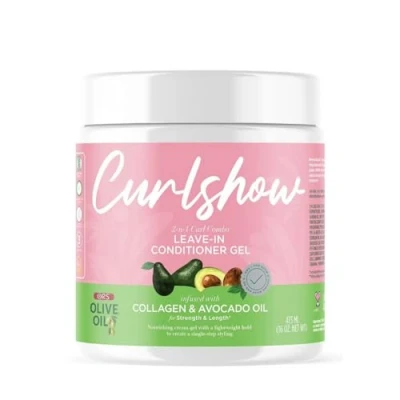 Imagen de ORS Curlshow Leave In Gel Acondicionador de 473 ml con aceite coco, glicerina y colágeno hidrolizado para rizos fuertes saludables Hidrata brillo
