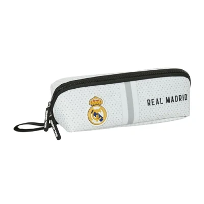 Imagen de REAL MADRID 1ª EQUIPACIÓN 24/25 Portatodo Cuadrado Grande, Estuche Infantil, Niño, Ideal para Niños en Edad Escolar, Cómodo y Versátil, Calidad Resistencia, 22x10x10 cm, Color Blanco/gris