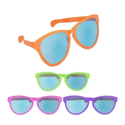 Imagen de Relaxdays Set de 4 Gafas Fiesta, Lentes Gigantes Party, Carnaval y Festival, Plástico, Cristal Azul, Multicolor, 9x25x3 cm