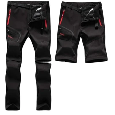Imagen de SANMIO Pantalones Aire Libre de Hombre Cortos Trekking Senderismo Secado Rápido Pantalón Funcionales Escalada Correr Montar Caminar Negro, XL