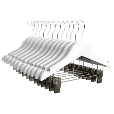 Imagen de COM FORT HOUSE Percha Madera Cadete con Pinzas Infantil Color Blanco de Arce Muescas Antideslizantes 30 x 1.2 22 cm Pack 12 Unidades