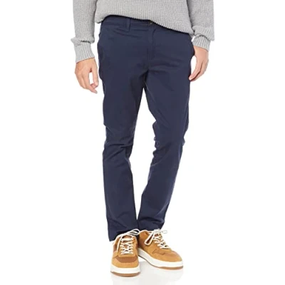 Imagen de Amazon Essentials Pantalones Chinos de Pitillo, Elásticos, Informales Hombre, Azul Marino Oscuro, 33W / 28L