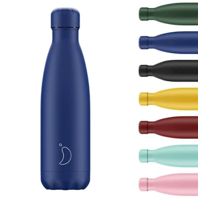 Imagen de Chilly&#039;s Botella de Aqua Acero Inoxidable y Reutilizable Prueba Fugas, Libre transpiración Matte All Blue 500ml