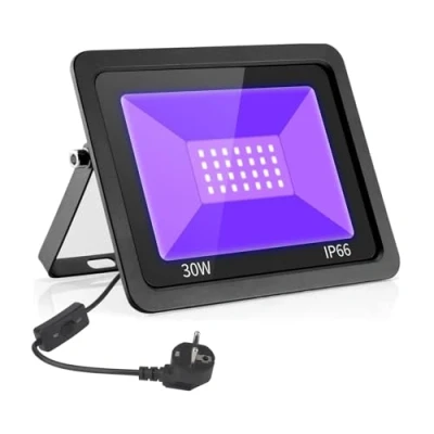 Imagen de 395 400nm Luz Negra LED 30W, IP66 Foco UV Ultravioleta Fluorescente Blacklights para Escenario Bar Club DJ Discoteca Fiesta KTV Pinta Corporal Acuario Halloween