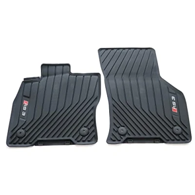 Imagen de Audi 8Y1061221B041 Alfombrillas de Goma Premium para Todas Las Condiciones climáticas, 2 Delanteras, Negras, con Texto RS3, no híbrido Suave (MHEV)
