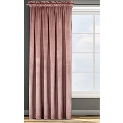Imagen de Eurofirany Rosa Cortina Opaca Terciopelo con Cinta de 1 Unidad, Panel, Suave, Drapeado, Clásico, Elegante, Salón, Dormitorio, 200 g/m², 135x300 cm, Oscuro