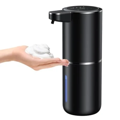 Imagen de Fantictas dispensador de jabón automático pared con sensor infrarrojo, eléctrico 380 ml, sin taladrar USB recargable, IPX5, resistente al agua para baño, inodoro y