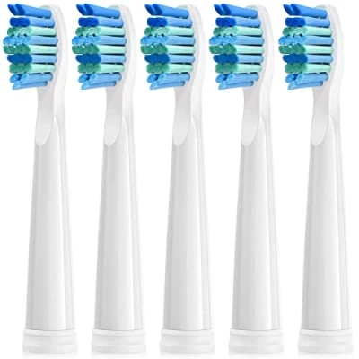 Imagen de Cabezales de recambio para cepillo dientes eléctrico Fairywill D7/D8/FW507/FW508/FW551/FW2011/FW917/FW959/FW515/Seago SG E9, con cerdas suaves (blancos, 5 unidades)