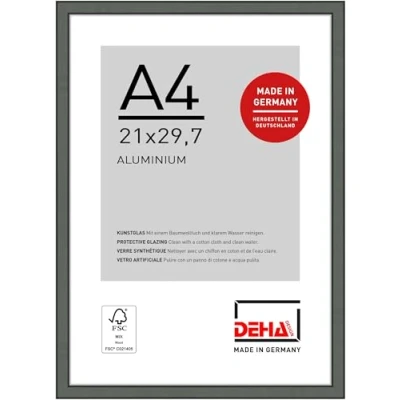 Imagen de DEHA Design marco de aluminio Boston, 21x29,7 cm (A4), Contraste gris