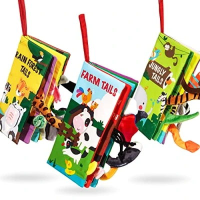 Imagen de beiens Libros de Tela para Bebes, Libro Interactivo Blandos Bebe Recien Nacido Niños, Juguetes Aprendizaje y Educativo, Animales Sensorial Suave Actividades Bebé