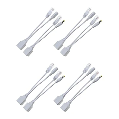 Imagen de eMagTech 4 pares de inyector y divisor Poe Kit alimentación Ethernet RJ45 adaptador enchufe DC 12 V compatible con conmutador router cámara seguridad IP