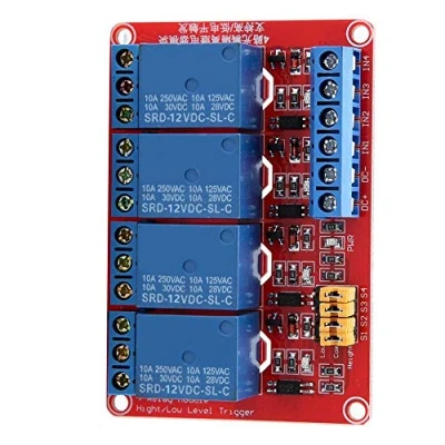 Imagen de módulo de relé 4 canales 5V / 12V 24V, placa optoacoplador disparo alto y bajo para Arduino(12V)