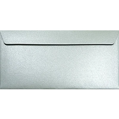Imagen de Netuno 25 sobres largos plateados nacarados DIN DL 110x220mm 120g Majestic Moonlight Silver solapa recta autoadhesiva sin ventana metalizados americanos para invitaciones tarjetas boda carta facturas