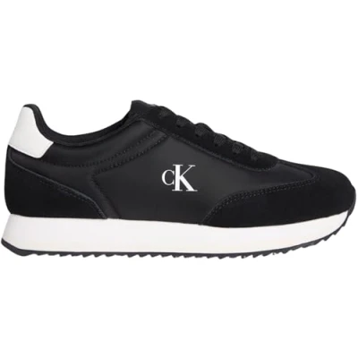 Imagen de Calvin Klein Runner Sneaker Mujer Laceup de Piel, Negro (Black/Bright White), 38