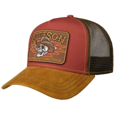 Imagen de Stetson Gorra Trucker Cowboy Skull Hombre Camionero de béisbol Malla Snapback, con Visera, Visera Verano/Invierno Primavera Verano Otoño Invierno Talla única Rojo