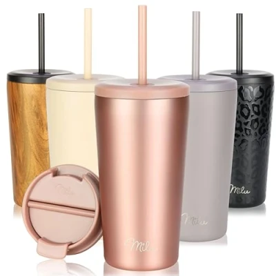 Imagen de Milu Termo Cafe 300ml, 400ml, 500ml Vaso Termico Antigoteo, Taza Termica acero inox sin BPA, Insulated Mug para llevar (Rose Gold, 500ml)
