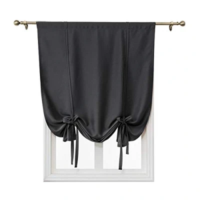 Imagen de ele ELEOPTION Cortina Opaca con Bolsillo para Barra, de Oscurecimiento Térmico Habitación, Sala Estar, Cocina, Ventana Pequeña (80x120cm, Negro)