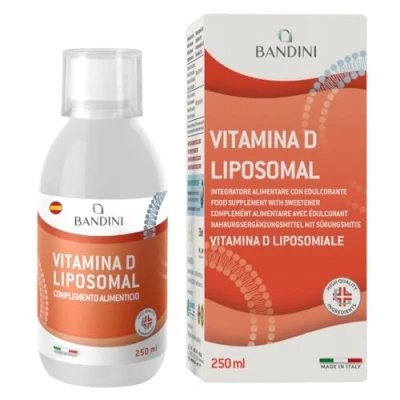 Imagen de Bandini® Vitamina D Liposomal para el Sistema Inmunitario Complemento Alimenticio Líquido 2000 UI 250ml fortificar Músculos, Huesos, Dientes y Piel Alta Dosis sin OGM con dosificador