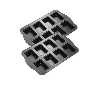 Imagen de Gurlideo 8 mini moldes para pan, antiadherentes de acero al carbono hornear, color gris (2 juegos)