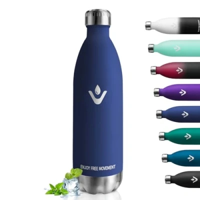 Imagen de Botella Termica 1L, Cantimplora Acero Inoxidable sin BPA, de Agua Reutilizable con Doble Aislamiento, Termo A Prueba Fugas, para Niños, Escuela, Oficina, Gimnasio y Deporte​