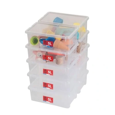 Imagen de Sundis View Box, 10 cajas de almacenamiento pequeñas plástico transparente 5L, con tapa, superponibles y apilables, ideales para cosméticos, joyas, bolígrafos, rotuladores, perlas