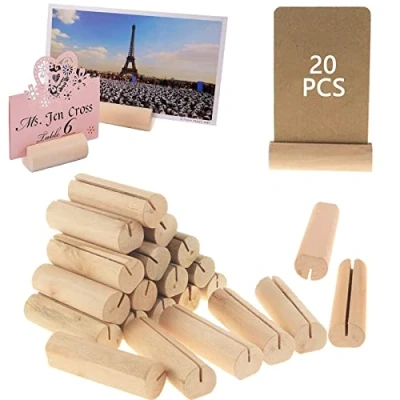 Imagen de 20 Piezas Soportes Madera Tarjetas,Tarjetero de Rústico,Porta Tarjetas Base Madera, Mesa Soportes,Titulares Madera,para Banquete Boda y Decoración del Hogar