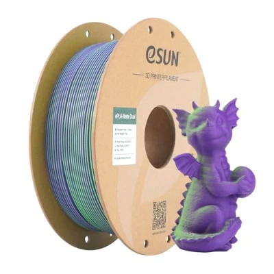 Imagen de eSUN Dual Colour Mate Filamento, Filamento PLA 1.75mm, Color Sin Brillo, Textura Esmerilada, Carrete de 1KG (2.2 LBS) Impresión 3D para Impresoras 3D,Verde Violeta