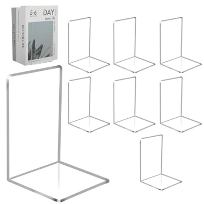 Imagen de Sujetalibros 8 Piezas de sujeta Libros en acrílico Transparentes estanteria Adecuado para Escuela, casa, Oficina y Biblioteca