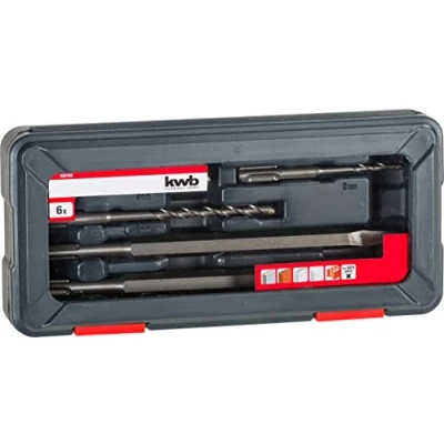 Imagen de KWB Power Box Set de broca para martillo y cinceles plano en punta, 6 piezas, SDS Plus, diámetro 5, 6, 8, 10 mm