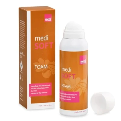Imagen de medi Espuma en crema suave, 6 x 125 ml, protege contra la deshidratación de piel, agarre extra para medias con bandas adhesivas, hidrata